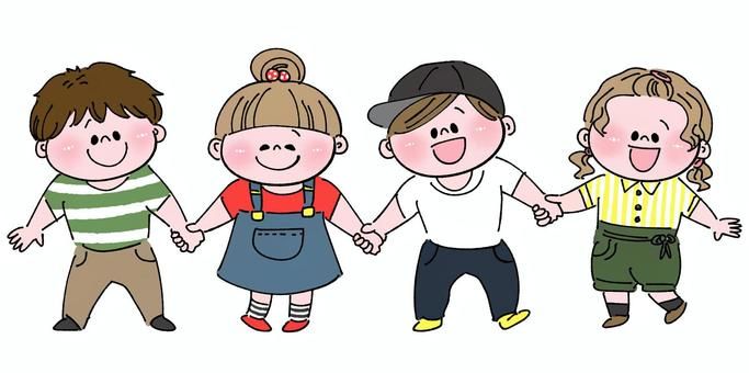 無料イラスト手をつなぐ兄弟パブリックドメインQ：著作権フリー画像素材集