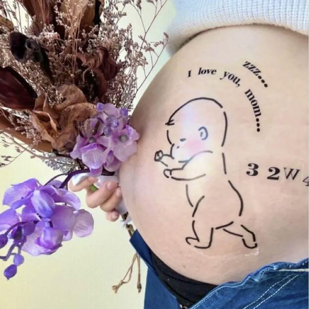 2枚セットマタニティシールセルフフォトマタニティフォト半目ちゃんシール