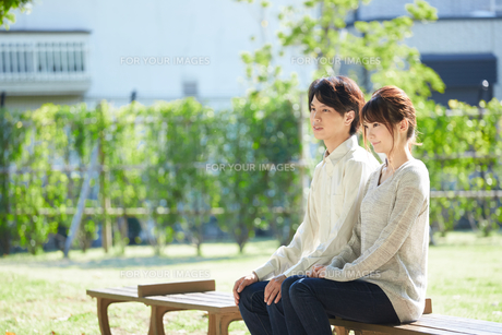 公園のベンチのカップルの写真・画像素材-Snapmart スナップマート