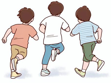 立ったり座ったりする子どもたちの後ろ姿のイラスト素材98526708- PIXTA