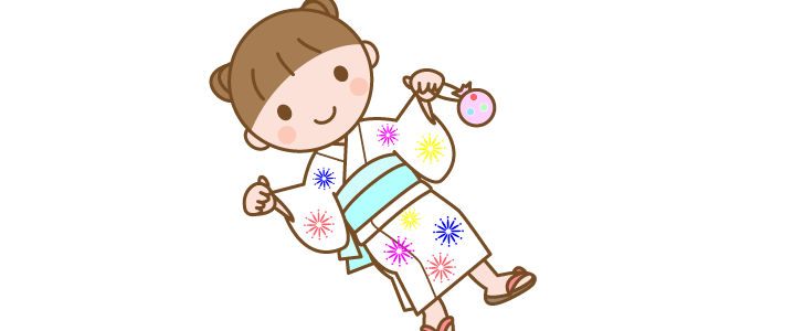 夏祭りの女の子：イラスト無料
