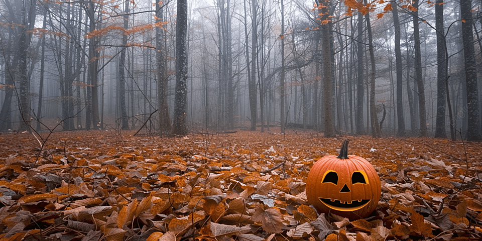 魅惑の森の不気味なカボチャ ハロウィン背景, ハロウィン 背景,