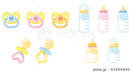 赤ちゃんおしゃぶりのアイコン。子供たちを落ち着かせるためのおもちゃ。快適さと居心地の良さ、子供たちは眠る。ウェブサイトのポスターまたはバナー。幼児期、幼児のコンセプト。シンボルまたはロゴタイプ。カートーンフラットベクターイラスト」のベクター画像素材