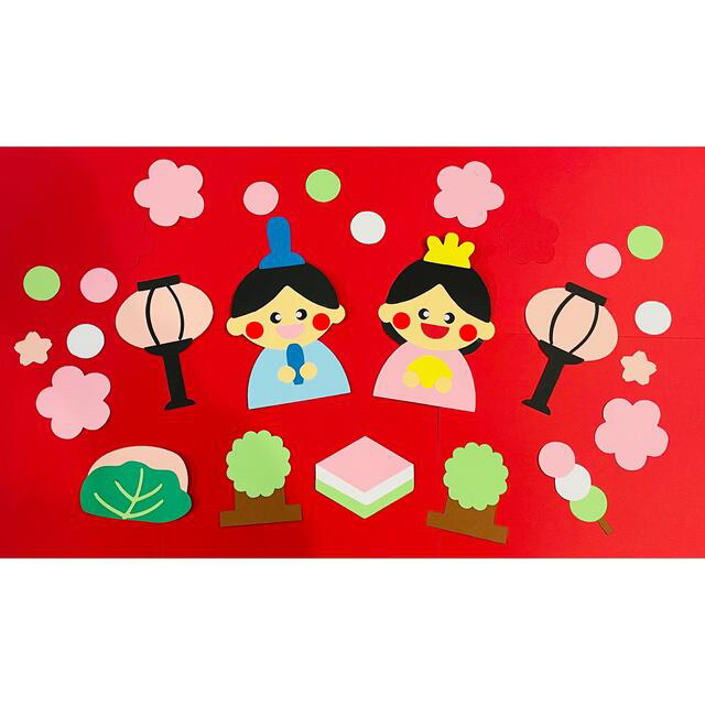 壁面飾り ひな祭り② 3月 おひなさま 桃 ひしもち 保育園 こども園 小学校 工作ネタ ひな人形・桃の花・桃・３色団子 Hina dolls ３月壁面飾り高齢者レク・OT・デイ・保育DIY簡単工作- YouTube