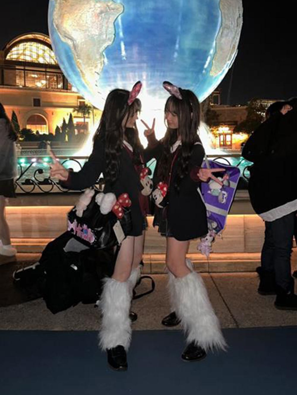 赤チェックミニーカチューシャ 制服 JK タータンチェックディズニ