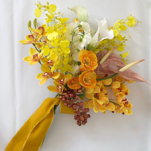 結婚式 ブーケ ウェディング 造花 ブーケ ウェディングブーケ 造花ブーケ オレンジ色 ブライダルブーケ ラウンドブーケ トスブーケ 結婚式 花束花嫁 前撮り 結婚祝い 贈り物 フラワーギフト バラ プレゼント 二次会 贈答品 披露宴 楽天市場 花嫁 ブーケ ウエディング