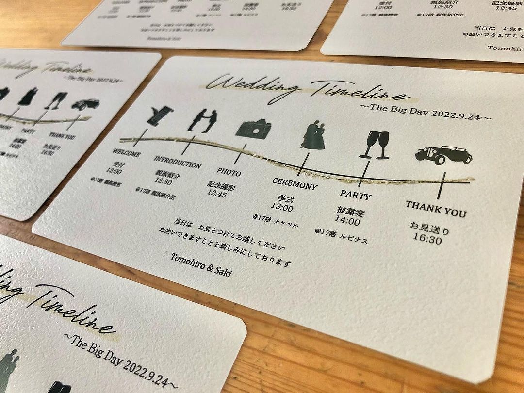 33 はがきサイズ 結婚式タイムライン スケジュール案内 招待状 付箋 受付 ナチュラル ウェディング 送料無料Wedding*momo-noha