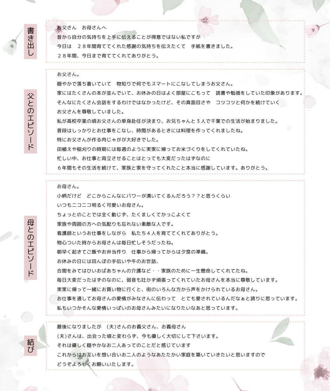 楽天市場 結婚式 手紙 両親 便箋 リボン 3ページ ピンク 長文用 楽天ランキング1位 花嫁の手紙台紙 新郎 新婦 友人 友達 兄弟 姉 挨拶 感謝レターセット スピーチ メッセージ エピソード 台紙 お礼 妻へ 手渡し 渡す 文章 花嫁 プレゼント 感謝の手紙 送料無料 日本製 :