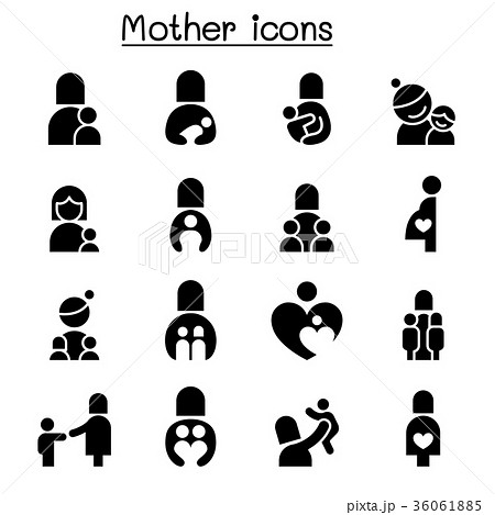 赤ちゃんとお母さんのシンプルなアイコンイラスト素材249808009- イメージマート