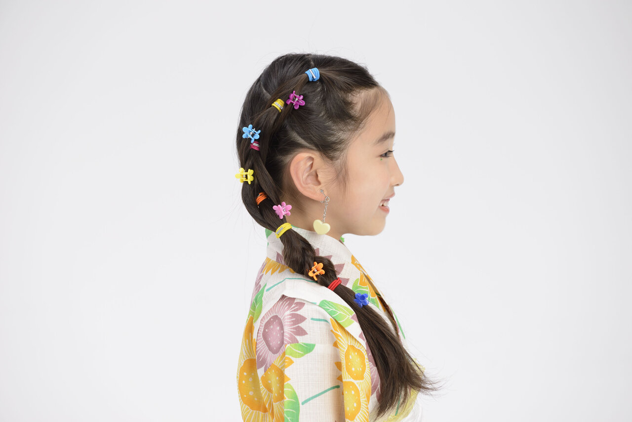4歳娘の浴衣ヘアアレンジ♡簡単かわいいお団子編み込み動画