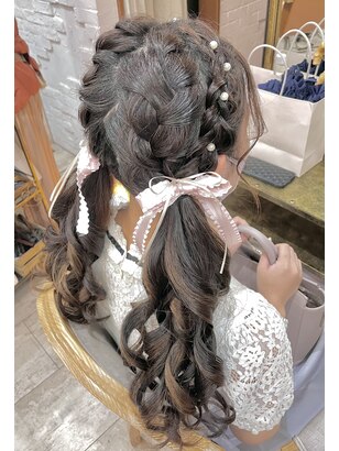 編み込みカチューシャとカーリングショート平井・新小岩・小岩の美容室 美容室 ゆふーのヘアスタイルRasysa らしさ