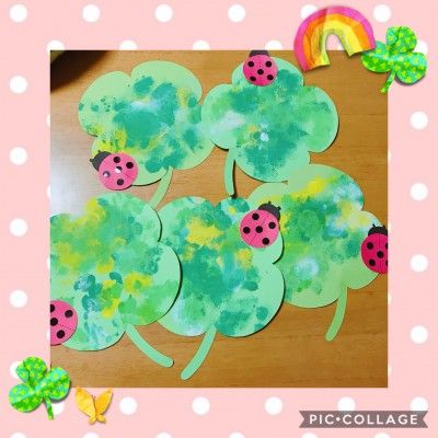 3月製作 幸せのクローバーリース 保育園・幼稚園・こども園- ほいくのおまもり