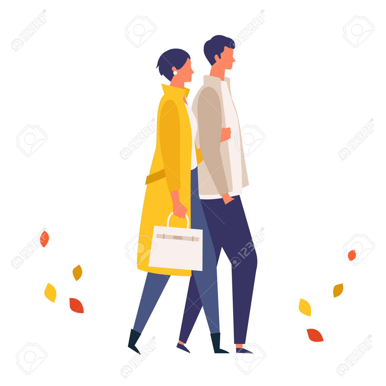 腕組みカップルの歩み寄りイラスト・フリー素材なら「シンテリ」