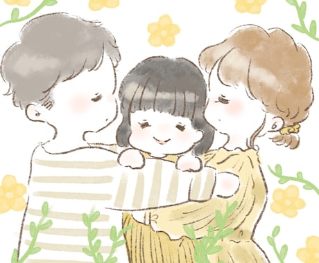 ゆるくてかわいいカエルの家族イラスト A375イラスト工房