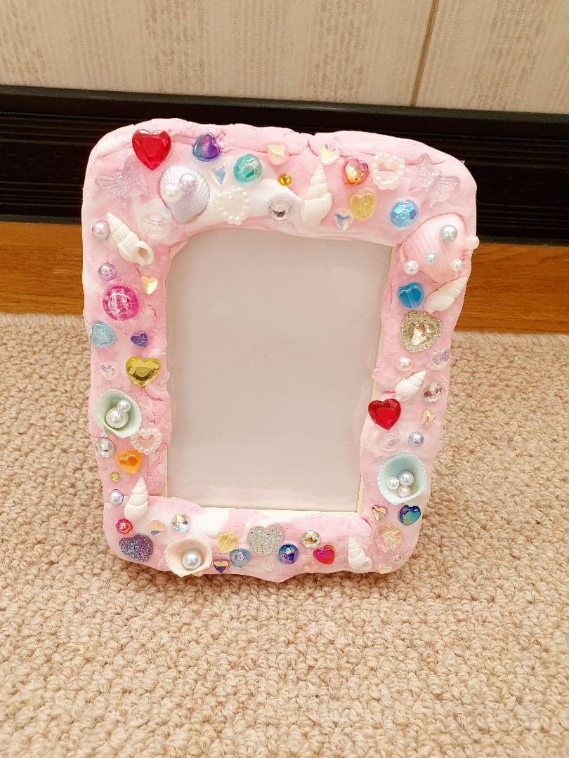 お花のフォトフレームの作り方 紙粘土・写真立て・ウイングシルク