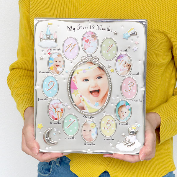2個 ベビーフルムーンフォトフレーム photo frame 12ヶ月額縁 新生児フォトホルダー 新生児フォトフレーム 生まれた り フォトフレーム12か月 壁掛け 卓上 12枚 ANNO 写真立て 赤ちゃん写真 額 多面 壁掛 正方形 月齢フォト フォト フレーム ベビーフォトフレーム