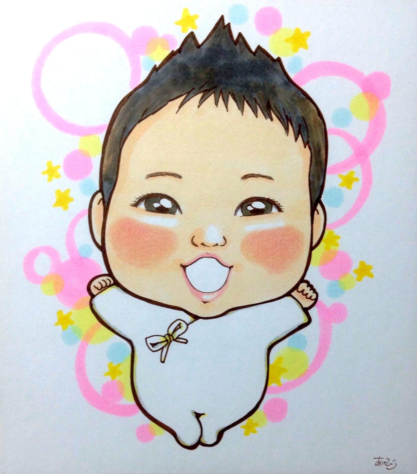 楽しい時間 子供さんの似顔絵似顔絵描きの牧場日和