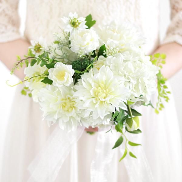 ブーケ&ブートニア♡ラウンドブーケ白ウエディングブーケ白ウェディングブーケ白造花ブーケ結婚式白ブーケ造花ブーケ白 ブーケ ホシフルール 通販15373837Creema クリーマ