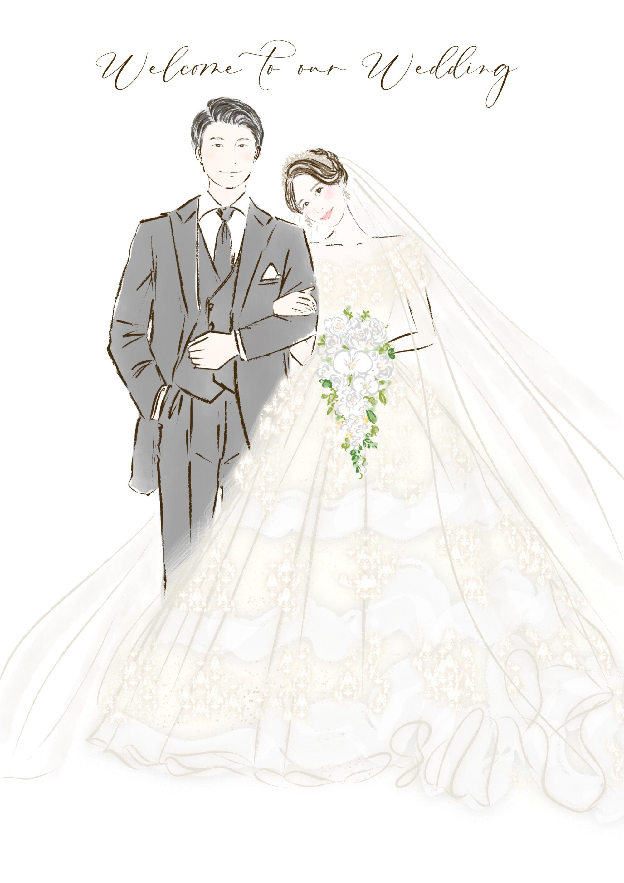 線無しシンプルタッチ結婚式のイラスト制作例 B63イラスト工房