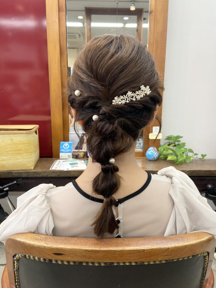 サイド編みおろし 玉ねぎヘア 編みおろし お呼ばれヘア：L190043821フェリーチェ Felice のヘアスタイルホットペッパービューティ