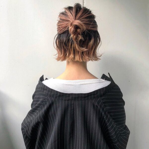 刈り上げボブのクールヘアアレンジヘアレシピ 頭美人