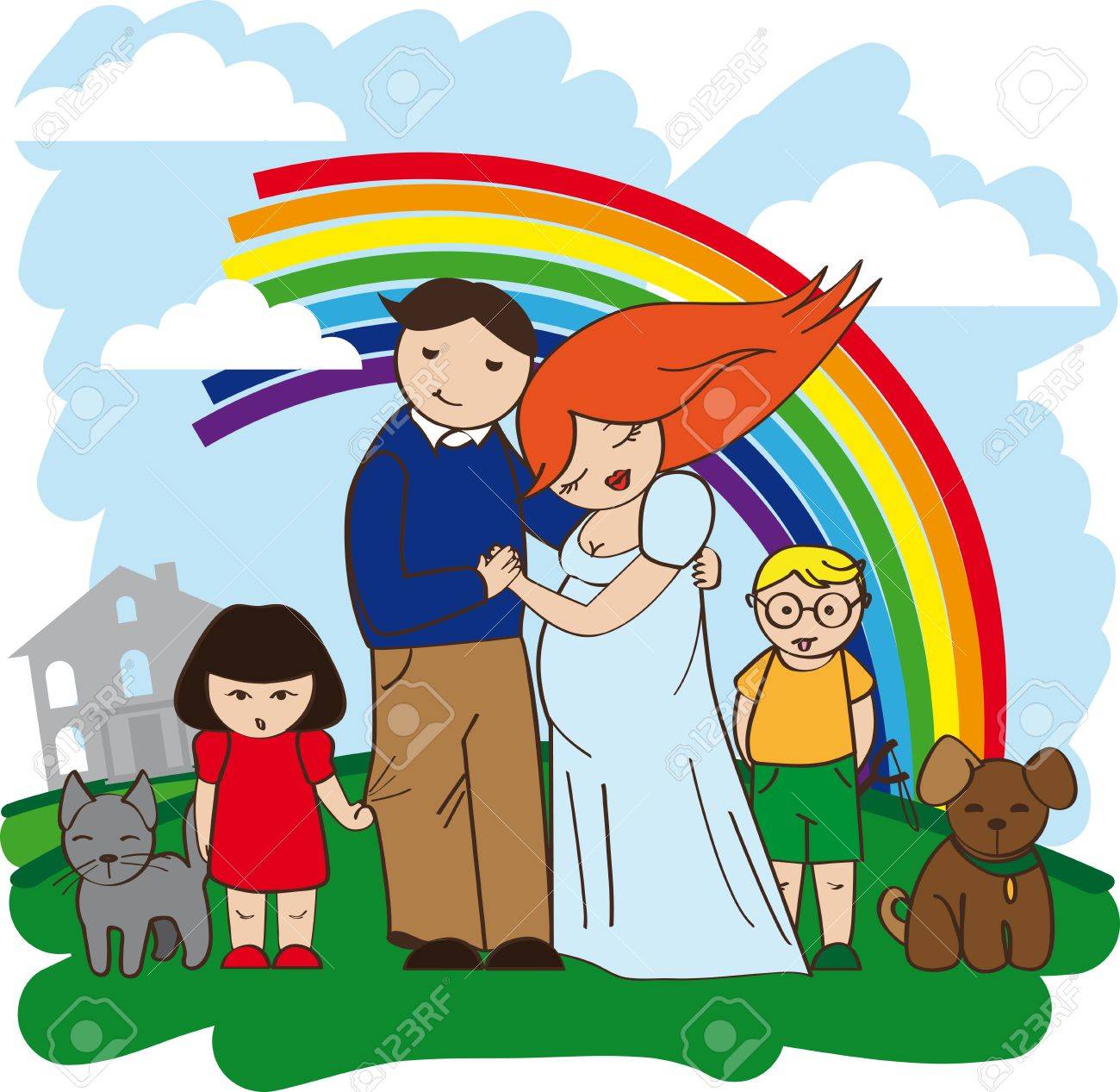 幸せな家族のお金持ちの家のイラスト素材・ベクター Image 15789163