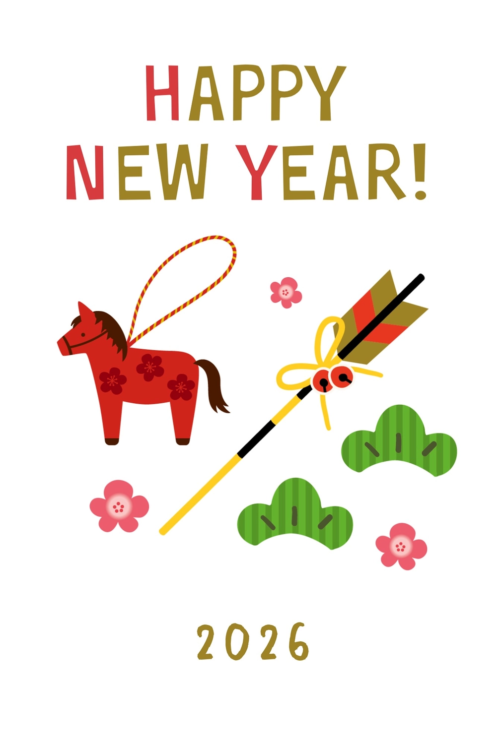 シュライヒ 鏡餅と2匹のうさぎ 水引2023の無料年賀状テンプレート 10136 - デザインAC