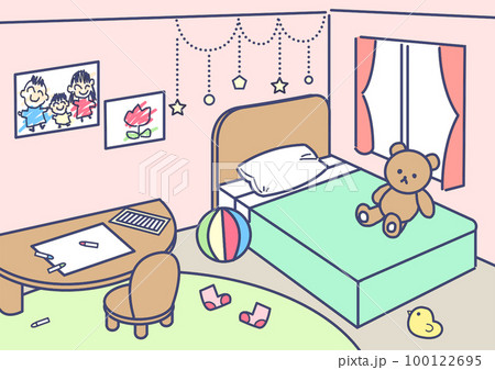フリーイラストおもちゃが置かれた子供部屋の風景でアハ体験GAHAG著作権フリー写真・イラスト素材集 - GAHAG著作権フリー写真・イラスト素材集