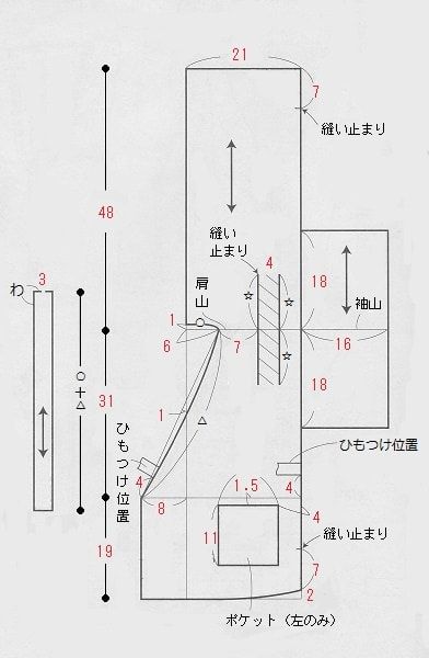 ダウンロード型紙 ニットde甚平-ベビーsize80 - ソーイングママ