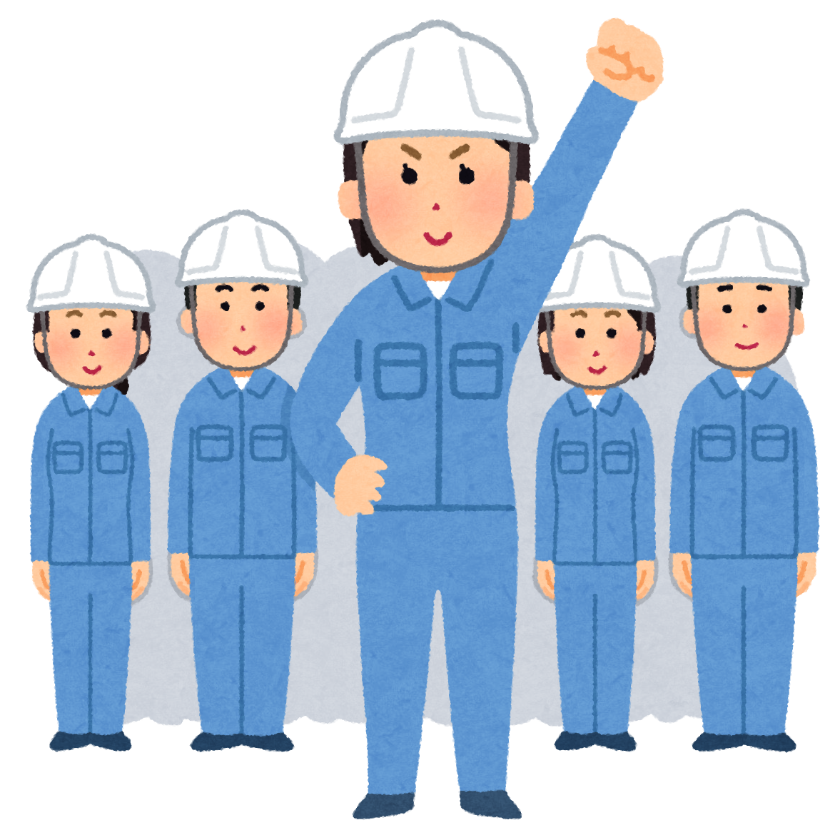 正面向きで電球を頭に浮かべ人差し指を立ててなるほどと何かに閃く作業服を着た工場作業員 整備士 の青年男性の全身フリー・無料イラスト素材イラストAC・いらすとや