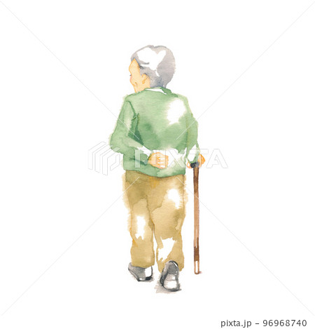 人物 男性 後ろ姿 おじいちゃんの写真素材 - PIXTA