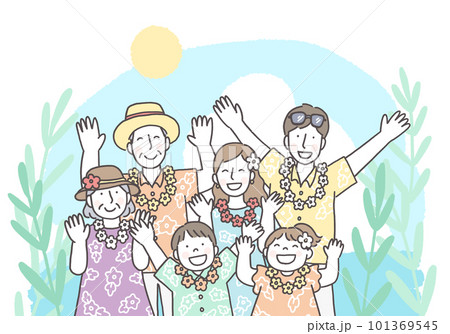 帰省や旅行に行く家族のイラストイラスト無料・かわいいテンプレート