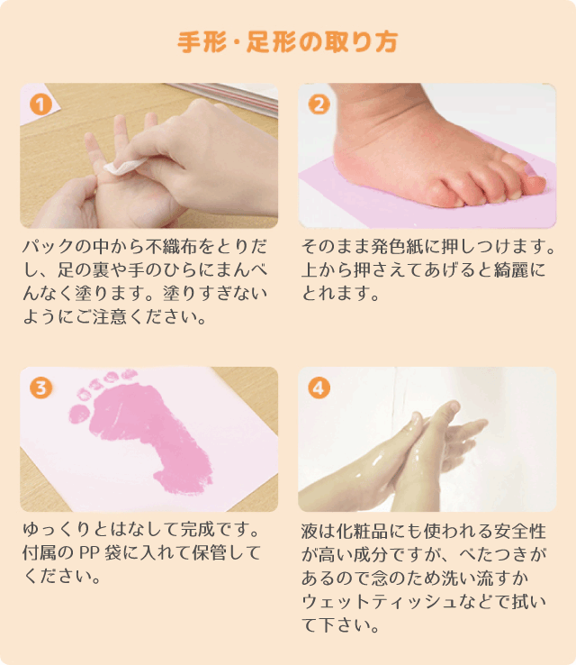 赤ちゃんの手型・足型 背景に写真を貼って、立体的に手型、足型を固定しました