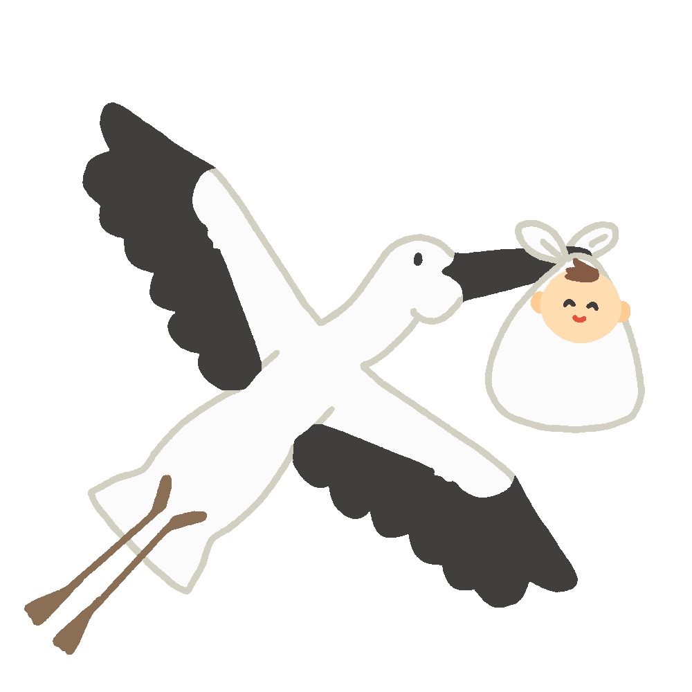 赤ちゃんとコウノトリ イラストのイラスト素材68867164- PIXTA