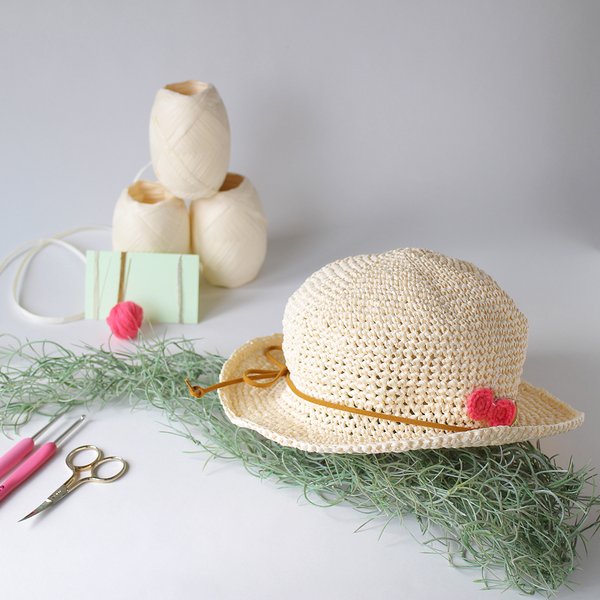 夏の日差しに・長編みで簡単♪わんこ麦わら帽子の編み方・作り方ハンドメイド・もこの部屋