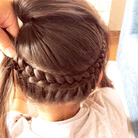 ハーフアップ編み込み 子供TikTok