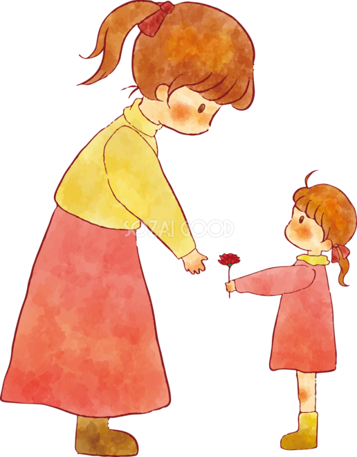 母の日・お母さんとプレゼントのもこもこフレーム飾り枠イラスト無料イラスト かわいいフリー素材集 フレームぽけっと