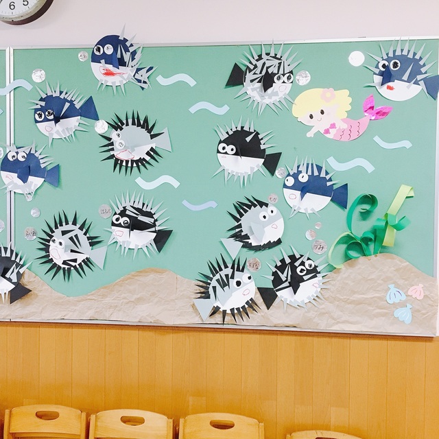 月夜の人魚姫 夏の壁面飾りゆめかけの可愛い保育書・イラスト・壁面・似顔絵