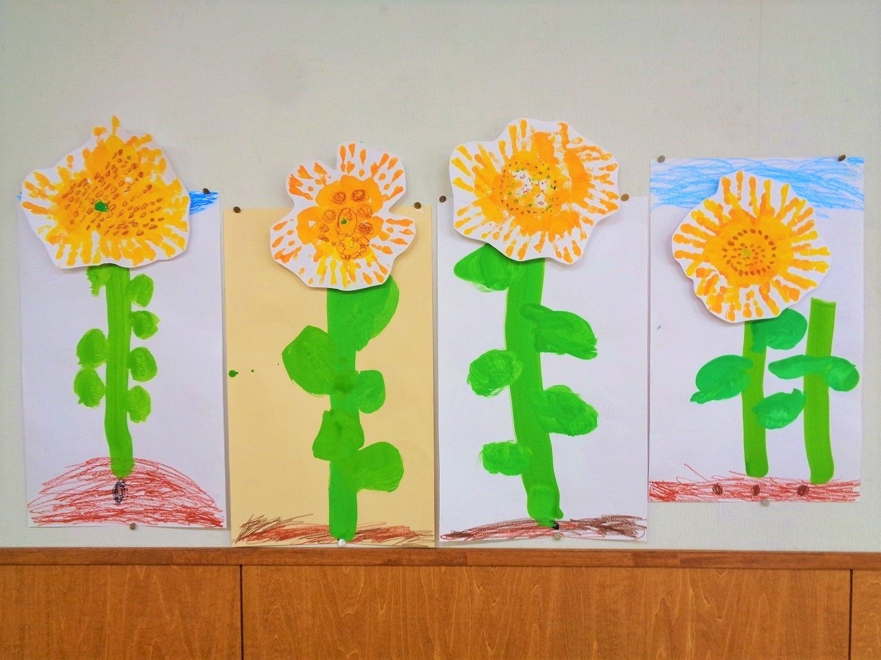 夏休み工作 簡単折り紙うちわ ひまわり 花Origami Sunflower paper fan tutorial自由研究