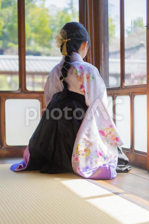 座布団の上に正座で座る男性の後ろ姿の写真素材FYI07969606