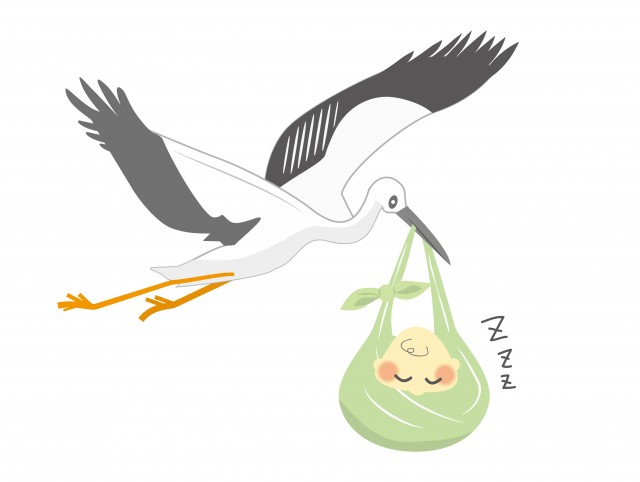 フリーイラスト赤ちゃんを運ぶコウノトリパブリックドメインQ：著作権フリー画像素材集