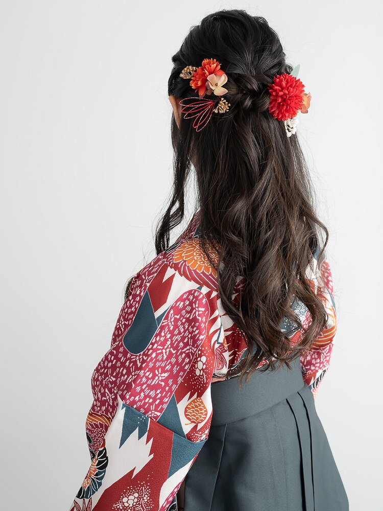 卒園式 袴 祝 先生 ヘアアレンジ ハーフアップhair resort BIBIヘアリゾートビビ 那須烏山の髪質改善美容室 aujuaサロン