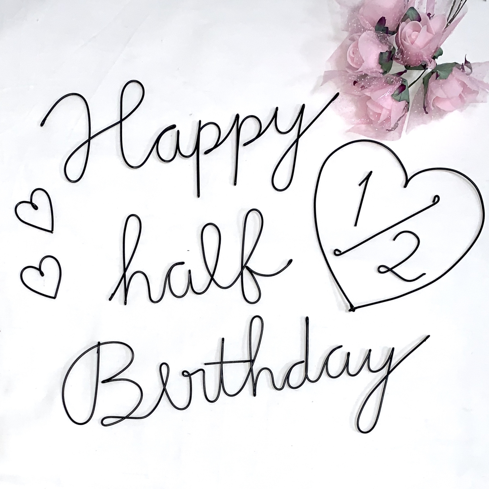 ハーフバースデー ワイヤーアート 手書き風 文字 飾り シンプル レターバナー - メルカリ