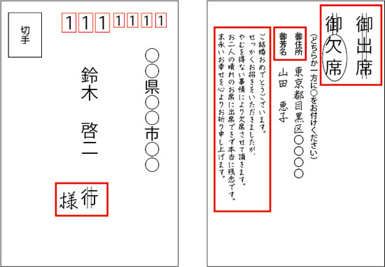 結婚式招待状の返信ハガキ 宛名や連名の書き方のマナーとメッセージ例をご紹介