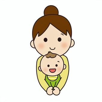 仲良しのお母さんと女の子２：イラスト無料