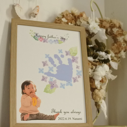 P3 父の日 プレゼント 写真入り ハンカチ「手形 フラワーアート」写真入りハンカチ 手形アート 足型アート 手型 足形 赤ちゃん ベビー 写真フルカラー : タオルユーユ - 通販 - Yahoo!ショッピング