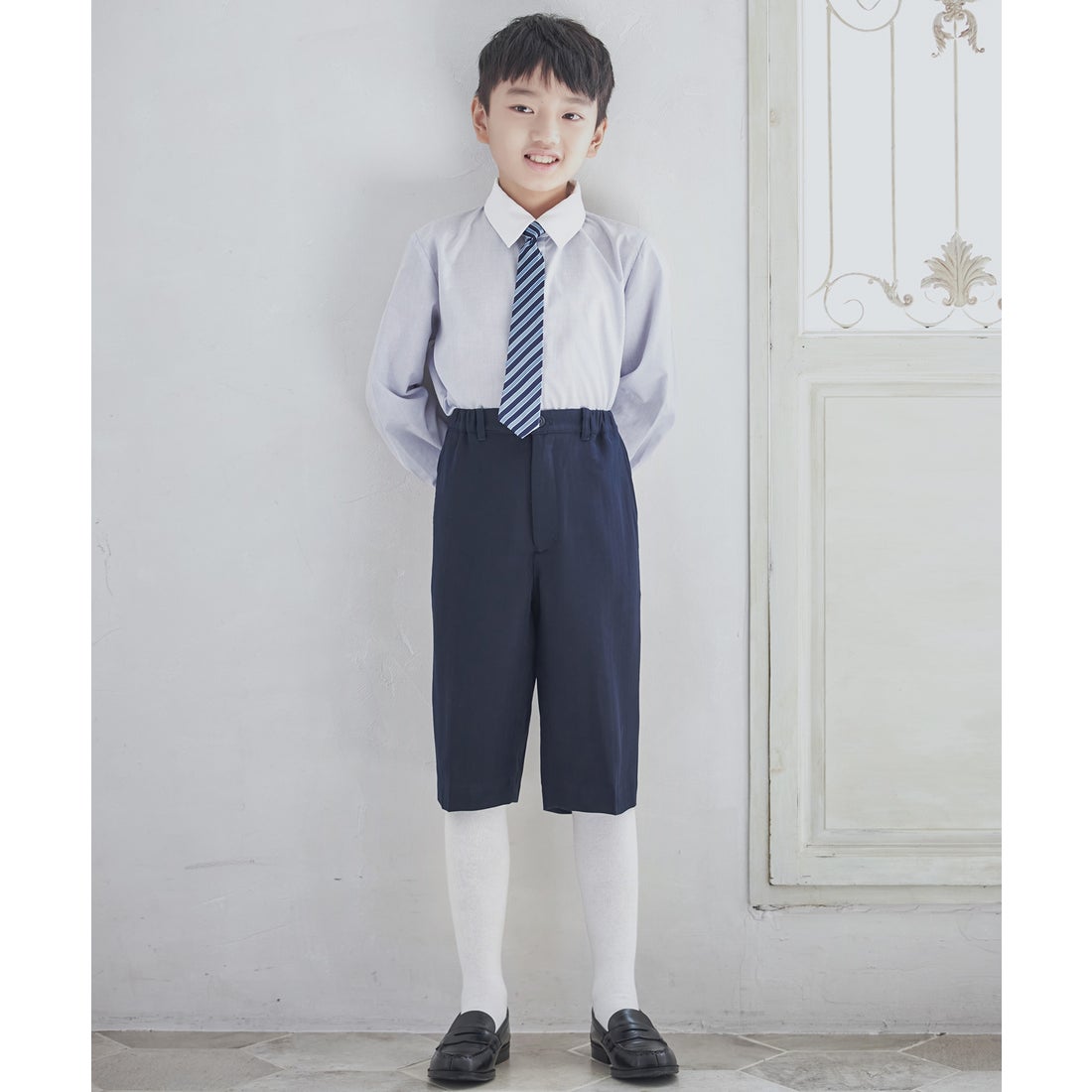 キッズ フォーマル 男の子 半袖 シャツ ネクタイ 付 100cm～130cm 子供 100 110 120 130 入学式 入園式 卒園式 –すててこねっと本店