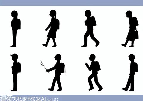 手をつなぐ子供シルエット イラストの無料ダウンロードサイト「シルエットAC」