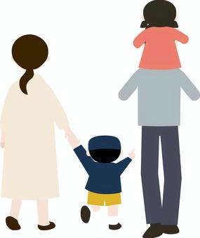 家族の後ろ姿イラストフリー素材透過、PNG画像、ベクトル、PSDと無料ダウンロード Pngtree
