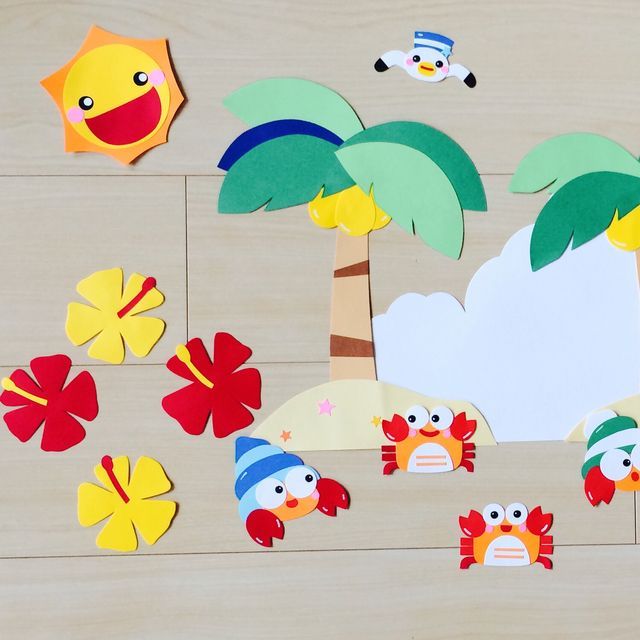 8月 壁面 海 かめ かに さかな クラゲ サンゴ 水族館 保育 - ほいくあどminne byGMOペパボ国内最大級のハンドメイド・手作り通販サイト